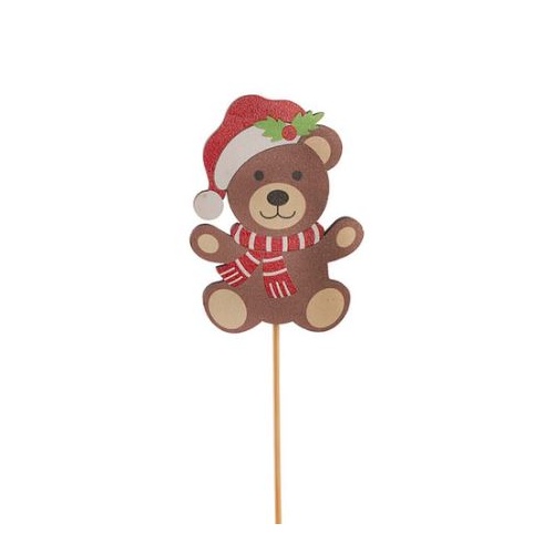XMAS TEDDY BEAR WOODEN PCIK PACK 12